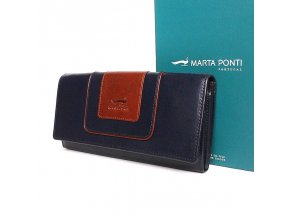 Luxusní kožená peněženka Marta Ponti no. B530 tmavěmodro-hnědá