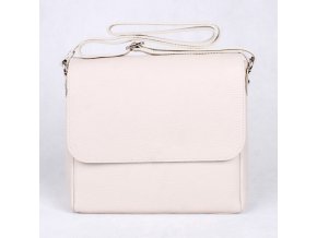 Středně velká světlá latté kožená crossbody kabelka Vera Pelle no. 62