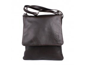 Kožená středně velká crossbody kabelka no. 88 tmavěhnědá