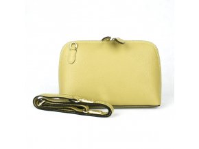 Malá pevná kožená crossbody kabelka Vera Pelle no. 75 žluto-zelená