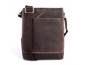 Středně velká pánská kožená crossbody taška HGL no. 6025 tmavěhnědá