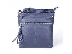 Malá džínově modrá kožená crossbody kabelka Vera Pelle no. 60