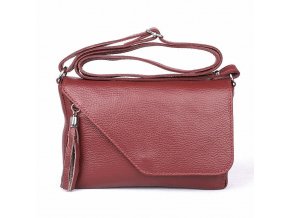 Malá kožená crossbody kabelka no. 151 tmavěčervená