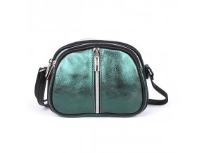 Malá kožená tříoddílová crossbody kabelka Vera Pelle no. 351 zelená