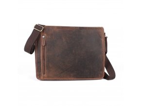 Tříoddílová velká kožená pánská crossbody taška HGL no. 6021 hnědá