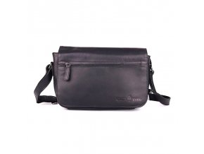 Středně velká kožená pánská crossbody taška GreenWood no. 396677 černá