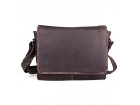 Středně velká kožená pánská crossbody taška GreenWood no. 113 tmavěhnědá