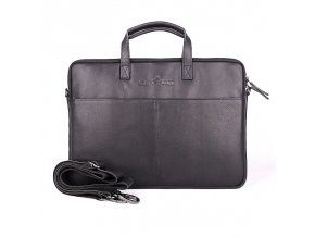 Pánská kožená taška do ruky GreenWood LP-14 na notebook až 14" černá
