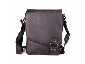 Středně velká pánská kožená crossbody taška GreenWood no. 834 černá