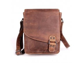 Středně velká pánská kožená crossbody taška GreenWood no. 834 hnědá