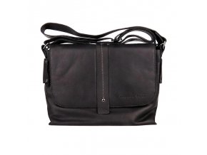 Středně velká kožená pánská crossbody taška GreenWood no. 4956 černá