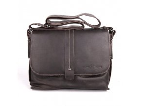 Středně velká kožená pánská crossbody taška GreenWood no. 4956 tmavěhnědá