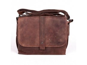 Středně velká kožená pánská crossbody taška GreenWood no. 4956 hnědá