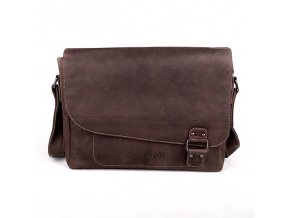 Tříoddílová velká kožená pánská crossbody taška GreenWood no. 837 khaki na formát A4