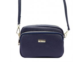 Dvouoddílová malá tmavěmodrá kožená crossbody kabelka Mia More no. 062