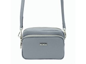 Dvouoddílová malá šedá kožená crossbody kabelka Mia More no. 062