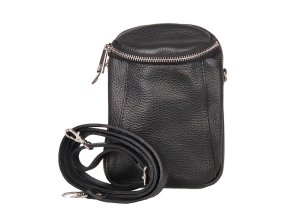 Dvouoddílová malá kožená crossbody kabelka Vera Pelle no. 72 černá