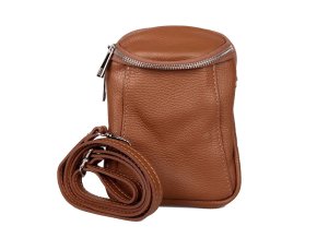 Dvouoddílová malá kožená crossbody kabelka Vera Pelle no. 72 hnědá