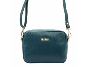 Malá kožená crossbody kabelka MiaMore no. 59 tmavě tyrkysová