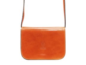 Pevná malá kožená crossbody kabelka Florence 43 oranžovo-hnědá