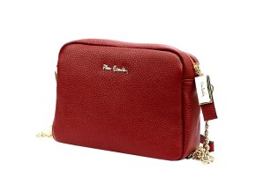 Značková malá kožená crossbody kabelka Pierre Cardin no. 48 tmavěčervená