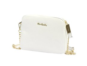 Značková malá kožená crossbody kabelka Pierre Cardin no. 48 bílá