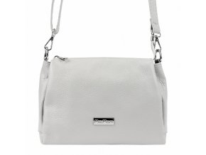 Tříoddílová malá/střední světlešedá kožená crossbody kabelka Mia More no. 002