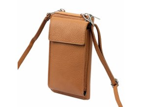 Malá kožená crossbody kabelka (pouzdro na mobil a peněženka) Gregorio 07 hnědá
