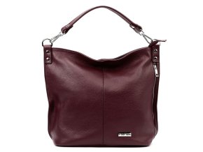 Velká kožená kabelka na rameno i crossbody MiaMore no. 053 tmavá bordó