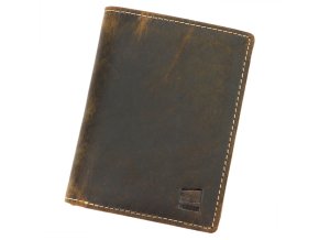 Pevná kožená peněženka v loveckém stylu Nordee na výšku bez upínky tmavěhnědá