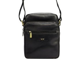 Dvouoddílová středně velká pánská kožená crossbody taška Peterson TB11 černá