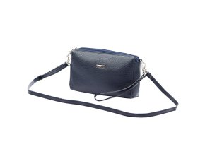 Tříoddílová malá tmavěmodrá kožená crossbody kabelka Mia More no. 42