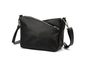Tříoddílová střední černá kožená crossbody kabelka Luka no. 51