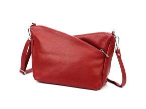 Tříoddílová střední červená kožená crossbody kabelka Luka no. 51