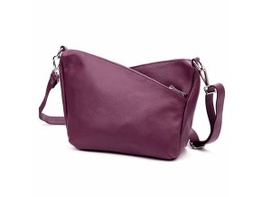 Tříoddílová střední vínová kožená crossbody kabelka Luka no. 51