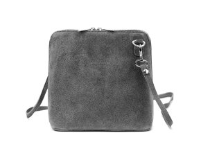 Malá kožená semišová crossbody kabelka no. 03 tmavěšedá
