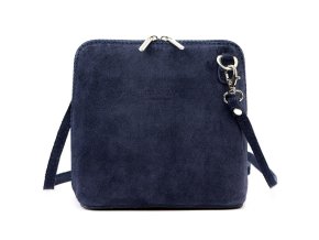 Malá kožená semišová crossbody kabelka no. 03 tmavěmodrá