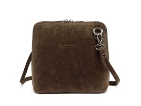 Malá kožená semišová crossbody kabelka no. 03 hnědá