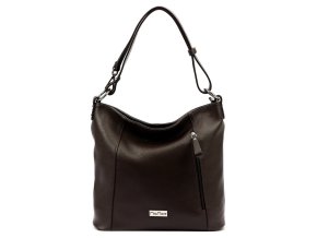 Středně velká kožená kabelka na rameno i crossbody MiaMore no. 145 tmavěhnědá
