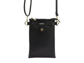 Malá kožená dvouoddílová crossbody kabelka (pouzdro na mobil) Luka černá