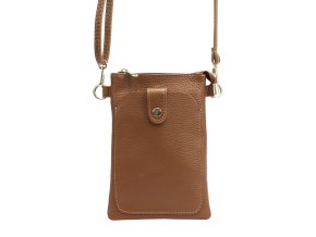 Malá kožená dvouoddílová crossbody kabelka (pouzdro na mobil) Luka hnědá