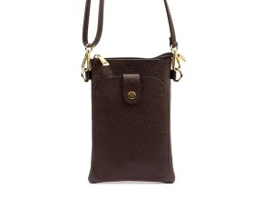 Malá kožená dvouoddílová crossbody kabelka (pouzdro na mobil) Luka tmavěhnědá
