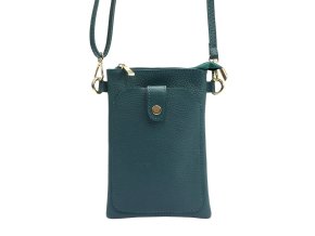 Malá kožená dvouoddílová crossbody kabelka (pouzdro na mobil) Luka tyrkysová