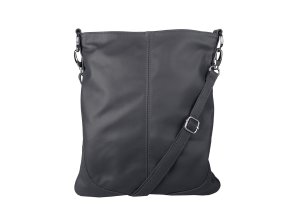 Střední/velká kožená crossbody kabelka Vera Pelle no. 5509 tmavěšedá NEW
