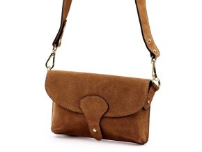Malá pevná kožená semišová crossbody kabelka Luka no. 071 hnědá