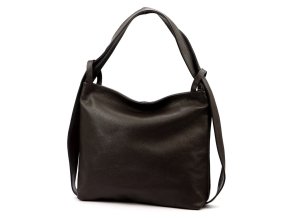 Kabelka a batoh v 1 - velká kožená kabelka na rameno a batoh 12 tmavěhnědá