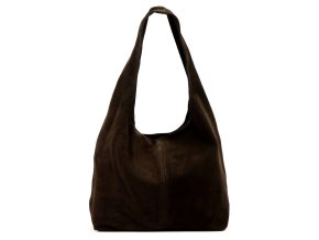 Velká kožená semišová kabelka na rameno Luka no. 038 tmavěhnědá