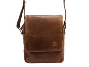 Středně velká kožená crossbody taška Nordee no. 03GM03 hnědá