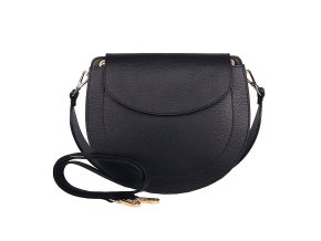 Středně velká kožená pevná kabelka na rameno/crossbody Vera Pelle no. 377 černá