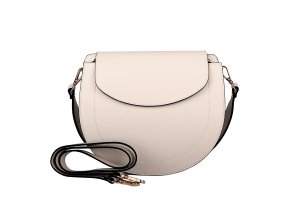 Středně velká kožená pevná kabelka na rameno/crossbody Vera Pelle no. 377 béžová